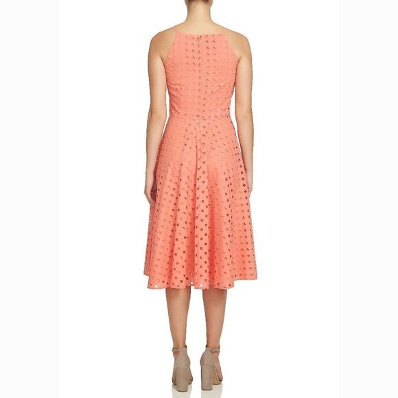 New! CECE by Cynthia Steffe Women's Eyelet Lace Cotton Midi Dress Size 0 Peony - Picture 6 of 6